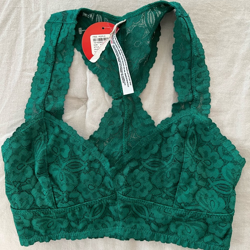 Free People Emerald Green Lace Bralette